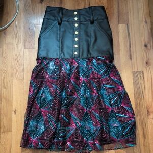 Elegant Black and Multicolor A-Line Skirt